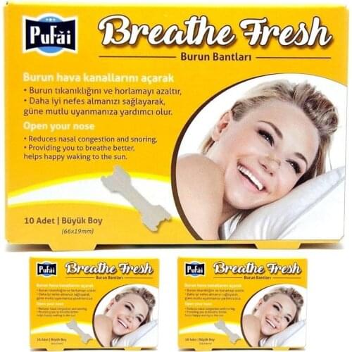 Pufai Breath Fresh Nasal Strips Stop Snoring Aid 30 Pieces 3 Boxes