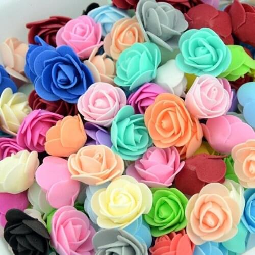 500Pcs 3.5cm Handmade Rose Flower Simulation Foam PE Decorative Flower Head Garland Rose Bear Accessories Valentines Gift