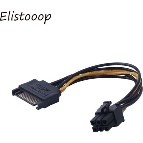 Elistooop PCI-E express Power Cable PSU Power Supply Sata to 6 pin ATX 18AWG Adapter Riser for Bitcoin Miner