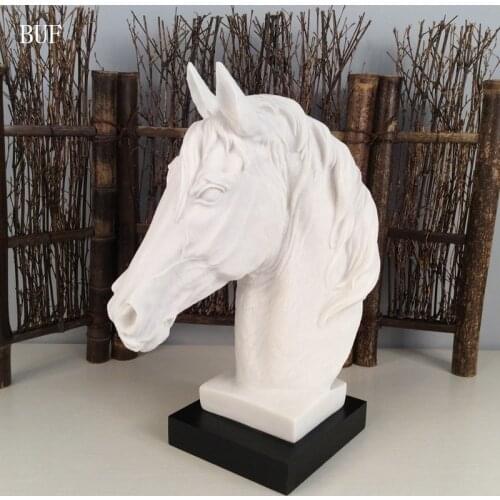 BUF Modern Abstract Horse Head Statue Sculpture Resin Ornaments Home Decoration Accessories Geometric Resin Sculpture Statues