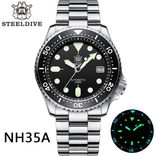 STEELDIVE 1996 Japan First 007 Watch Automatic 316L Stainless Steel Dive Watch 200m Mechanical Ceramic Bezel Diving Watches Mens