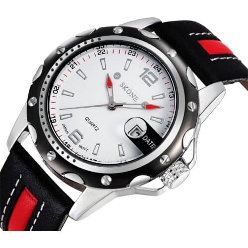 SKONE Brand Mens Business Watch Leather Strap Luxury Waterproof Quartz Male Wristwatches Fashion Casual Men Sports Watch Clock