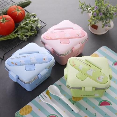 Kids Lunch Box Cute Cartoon Travel Hiking Camping School Portable Bento Box Stainless Steel Seal Leakproof Keep fresh Bento Box