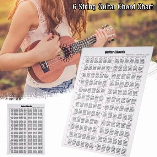 Folk classical electric Guitar Fingering Paper Chart 6 String Guitar Chord Fingering Diagram Exercise Practice Chart