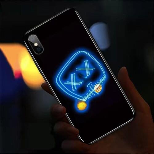 Mek Hot Sale Carton Design Flashing LED Case TPU Light Phone Back Cover For iPhone 6 7 8 Plus XR XS X 11 12 Pro Max