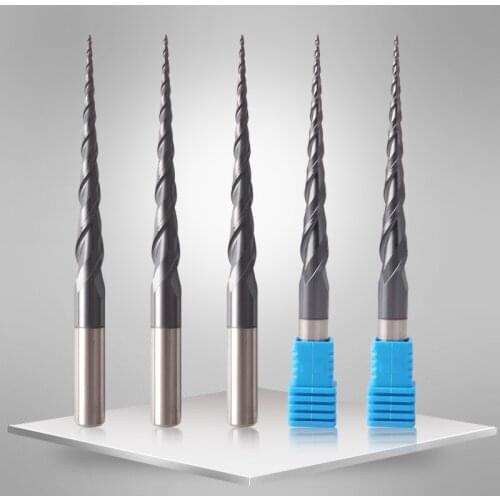 VACK Carbide Ball Nose End Mills 3.175mm 4mm 6mm 8mm Ball Nose Tapered End Mill Router Bits cnc Taper Wood Metal Milling Cutter