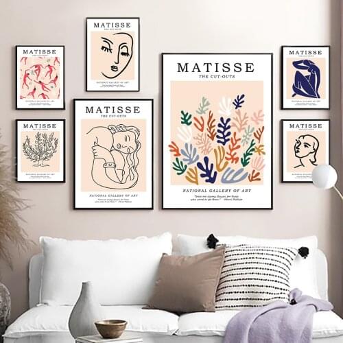 Matisse Minimalist Line Drawing Blue Nude Wall Art Canvas Painting Nordic Posters And Prints Wall Pictures For Living Room Decor