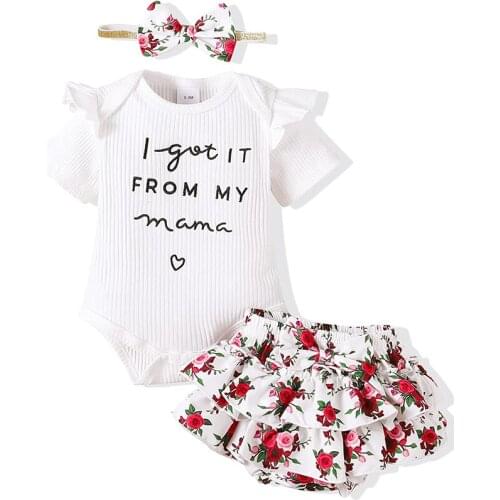 Newborn Infant Baby Girl Clothes Romper Shorts Set Floral Summer Outfits Cute Baby Girls Clothes White