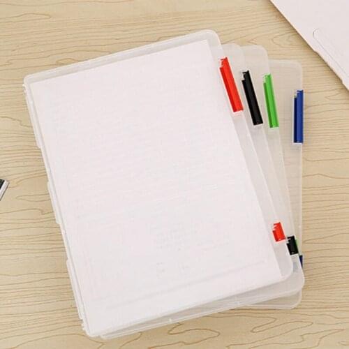 Creative Transparent A4 File Box Portable Plastic Office Stationery Storage Folder Portable Large Capacity Binder