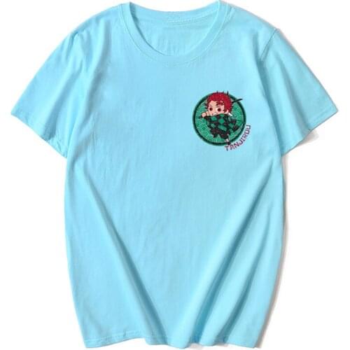 Summer Cartoon Anime Demon Slayer T Shirt Custom logo T-Shirt Women Men Harajuku Short Sleeve Kamado Tanjirou Tops Dropshipping