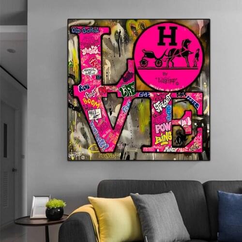 Love Graffiti Canvas Painting Modern Fashion Home Decor Wall Art Cuadros Decorative Prints Wall Painting Dropship Posters Prints
