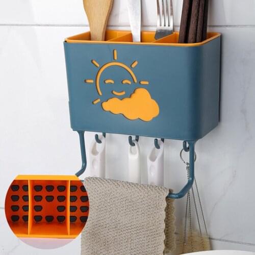 Wall-mounted Chopsticks Holder Drain Rack Kitchen Tableware Storage Rack Hollow Cutlery Drainer Spoon Fork Knife Shelf Holder