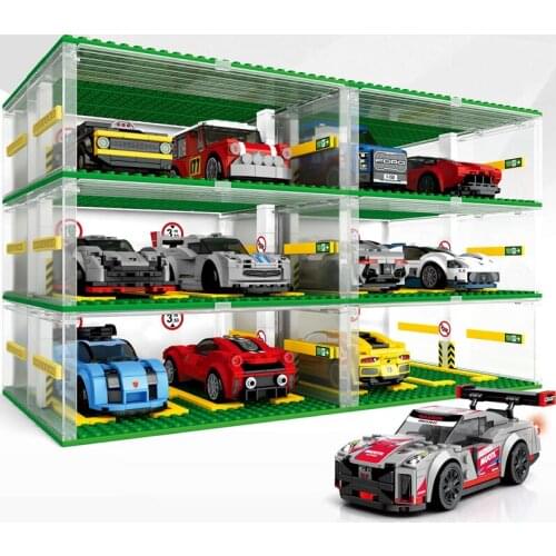NEW Serise Three Layers Garage Famous Supercar Speed Champions Race Car Sports Building Blocks Bricks Sets Kits Model