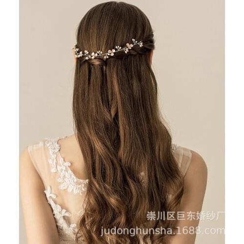 O527 alloy flower colored pearl bridal hair accessories bridal wedding accessories dinner toast tiara headband
