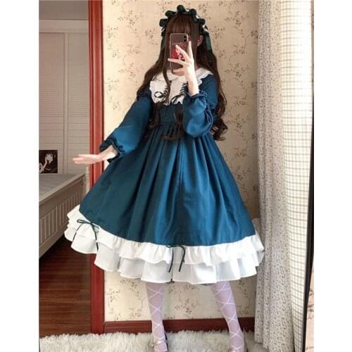 Original Lolita skirt autumn cute Lolita skirt student Lolita big skirt skirt OP long-sleeved daily dress Japanese