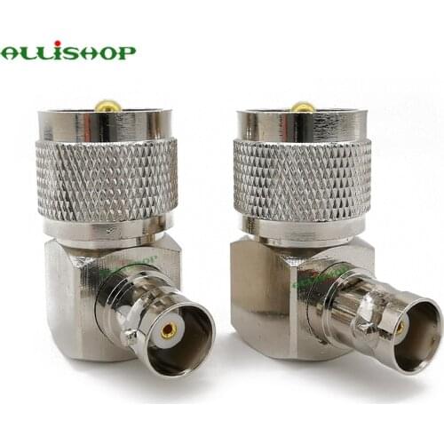 UHF PL-259 Male to BNC Female Right Angle Adapter Connector UHF SO-239 SO239 Male to BNC Female Connector brass for computer LAN