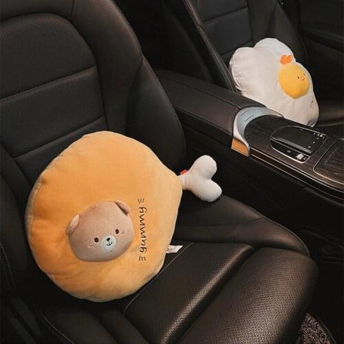Car Cushin Lumbar Pillow Female Cute Cartoon Car Seat Lumbar Support Driving Waist Artifact Car Interior Ornament