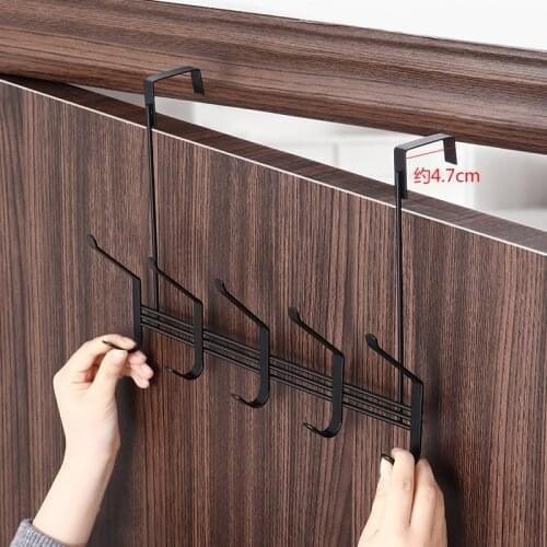 Door Hanging Hook Punch Free Door Hanger Hats Bags Holder Tie Scarf Key Hook Iron Wall Hanger Clothes Coats Rack Towel Shelf