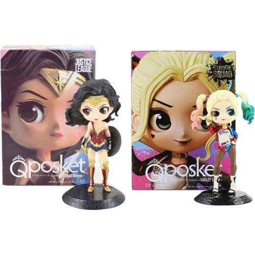 Q posket Wonder Woman Harley Quinn Joker Superwoman Catwoman PVC Action Figure Model Anime Figurines Collectible Dolls Kids Toys