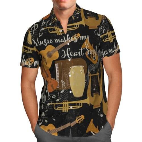 Rock Music 3D Beach Hawaiian 2021 Summer Anime Shirt Short Sleeve Shirt Streetwear Oversized 5XL Camisa Social Chemise Homme-90