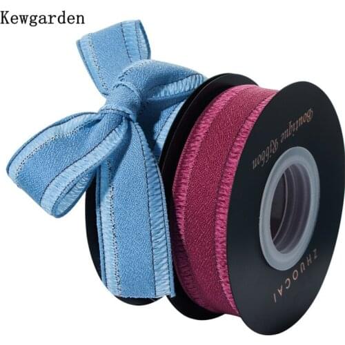 Kewgarden 1" 25mm Polyester Plain Weave Ribbon Handmade Tape Gift Bouquet Package Riband DIY Bow Hair Accessories 10 Yards
