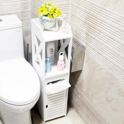 Bathroom Side Cabinet Toilet Waterproof Floor-To-Ceiling Locker Toilet Side Cabinet Narrow Cabinet Tissue Box Corner Shelf