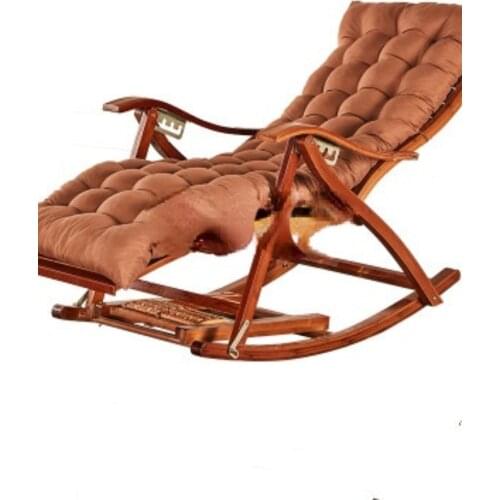 A Foldadble Bamboo Rocking Chair Recliner Home Balcony Rocking Chair Recliner Adult Lunch Break Siesta Patio Chair