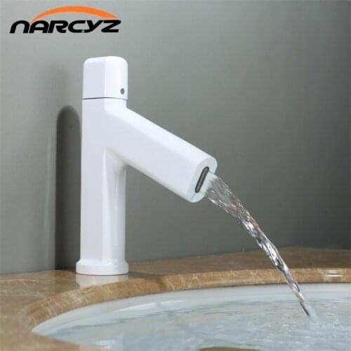 Basin Faucets waterfull Bathroom Faucet Hot and Cold Water Basin Mixer Tap White Finish Brass Toilet Sink Water Crane Taps W3021