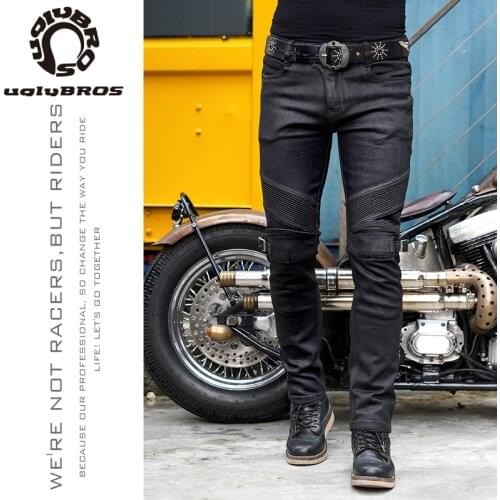 UglyBROS oil wax coated windproof jeans motorcycle pants mens cycling jeans moto protective jeans