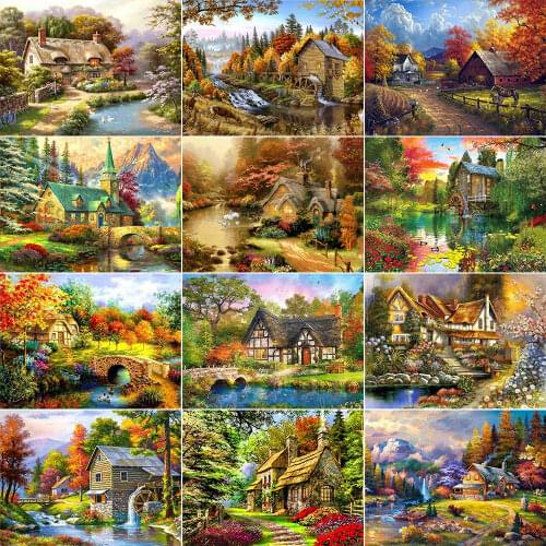 XUEQIXIAOZU Full Round Landscape Diamond embroidery 5D DIY Diamond painting Diamond mosaic painting Home decoration gifts New
