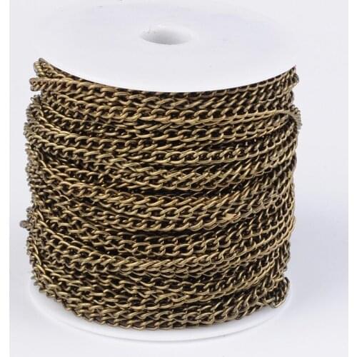 Iron Twisted Chains Curb Link Chains Unwelded with Spool for Jewelry Neckalce Choke DIY Making Material Findings 100m/roll