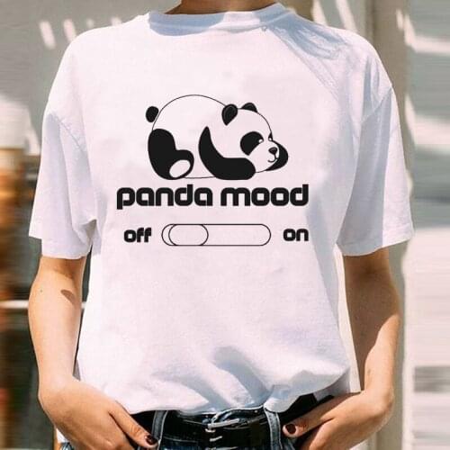 Women Sweet Funny Panda Cartoon Animal Summer Spring Girl 90s Short Sleeve Lady Print Lovely Clothes Tops Tees Tshirt T-Shirt