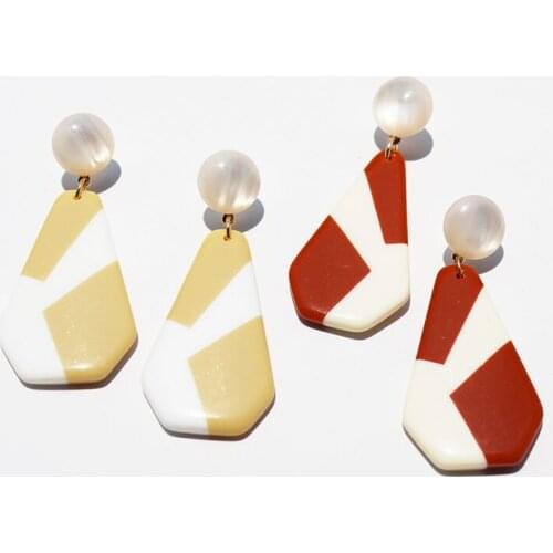 GSOLD Fashion Stitching Color Resin Drop Earring Geometric Acetate Simple Earring Sweet Temperament Summer Jewelry Women Girls
