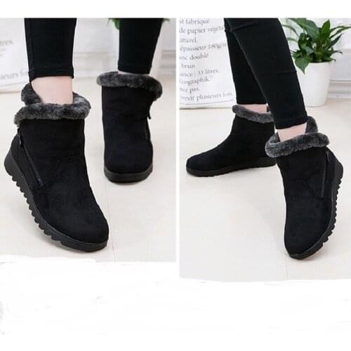 Women Snow Boots Warm Short Fur Plush Winter Ankle Boot Plus Size Platform Ladies Suede Zip Shoes Female Comfort