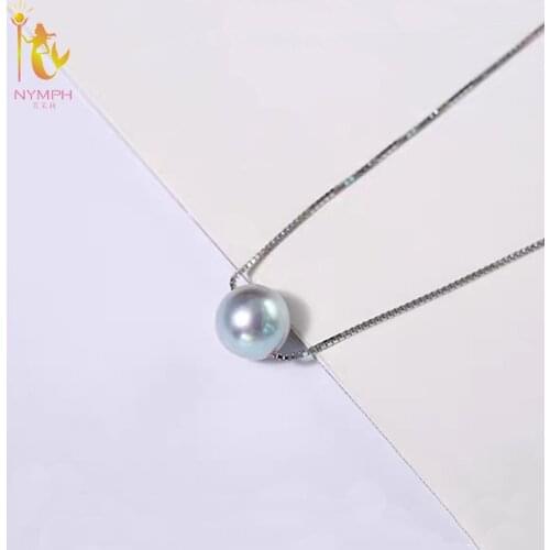 925 Silver Seawater Pearl Necklace Pendant 7-8mm AKOYA Seawater Pearl Women Fine Gift Jewelry