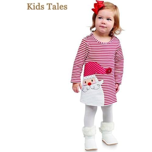 PK-031 Chrismas dress for girls childrens clothing with long sleeved stripe cartoon clothes for children girls new year ware