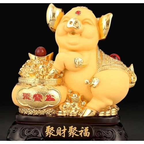 GOLD PIG TREASURE PRESENTS PIG ARTS AND CRAFTS HIGH-END LUXURY ANIMAL SCULPTURE STATUE CARVING HOME DECORATION