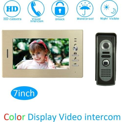 1 Set) TFT LCD Colorful Monitor Door Access Intercom System HD Camera 7" Video Door Phone Waterproof Doorbell Calling System