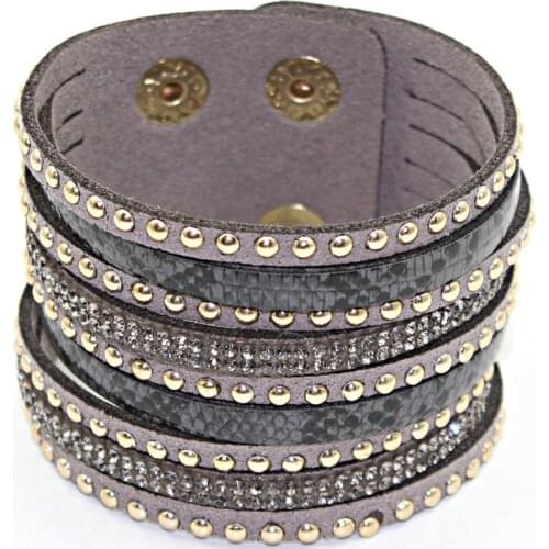 1 pc/lot 2018 New Style Hot Selling Jewelry Bohemian 8 Layers Snake Design Rhinestone Leather Bracelet&bangle For Party