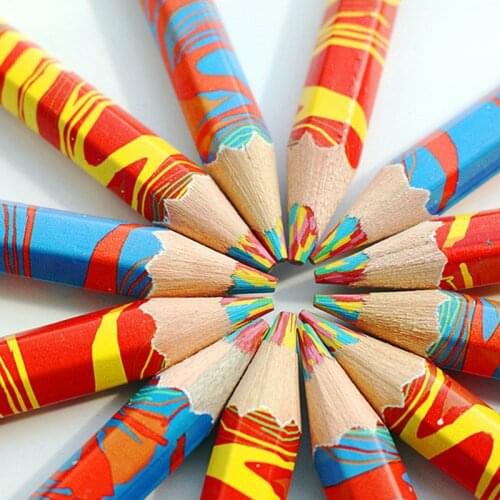 1pc Rainbow Colored Painting Pencil Kawaii Stationery Mixed Color Drawing Pens Kids Painting Pencils Office School Art Supplies