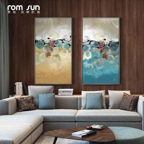 Abstract Yellow and Blue Modern Canvas Painting Poster Print Unique Decor Wall Art Pictures For Living Room Bedroom Studio Aisle