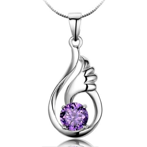 Promotions!! 100% 925 Sterling Silver With CZ Crystal Woman Pendant Necklace Nice Wing Design Jewelry