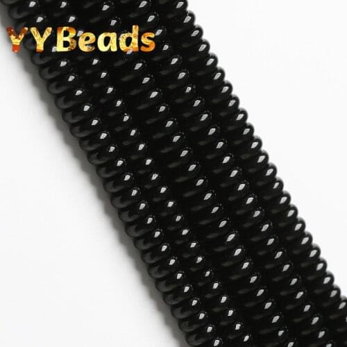 3x6 3x8 3x10mm Natural Stone Black Agates Beads Abacus Shape Spacer Charms Beads For Jewelry Making Bracelet Necklace 15" Strand