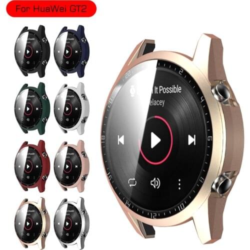 Case for Huawei watch GT2 46mm Matte PC + Tempered Glass All-Around Screen Protector Cover Bumper Cases Watch GT 2 46 mm