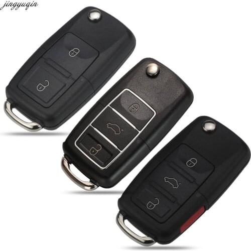 Jingyuqin Flip Remote Car Key Case Shell No Blade For VW MK4 Bora Golf 4 5 6 Passat Polo Bora Touran 2/3/4 Button Folding Fob
