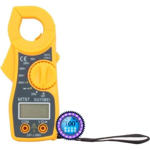 MT87 3 1/2 Digits LCD Digital Clamp Meter AC DC Voltmeter Ammeter Ohmmeter Diode Continuity Tester with Data Hold Multimeter
