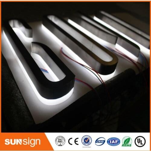 Decorated illuminated backlit brush metal stainless steel LED letters