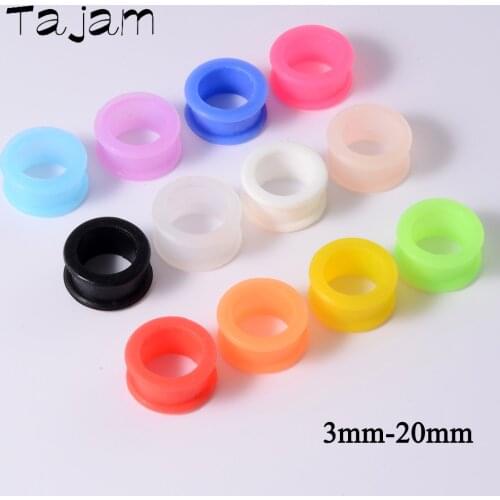 2pcs Hollow Flexible Silicone Ear Tunnel Plugs Gauge Colorful Double Flared Flesh Expander Stretchers Piercing Jewelry 3mm-20mm