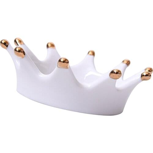 Ceramic Crown Shape Jewelry Ring Holder Dish Organizer Trinkets Tray Display