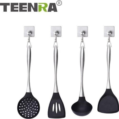 TEENRA Silicone Kitchen Spatula Stainless Steel Fride Shovel Heat-resistant Handle Non-stick Pan Special Spatula Cooking Utensil